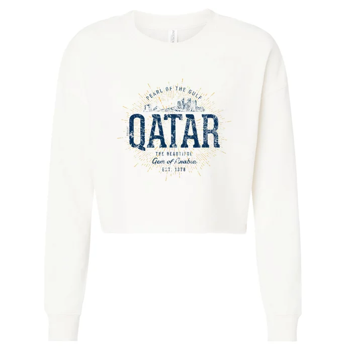 Retro Style Vintage Qatar Cropped Pullover Crew