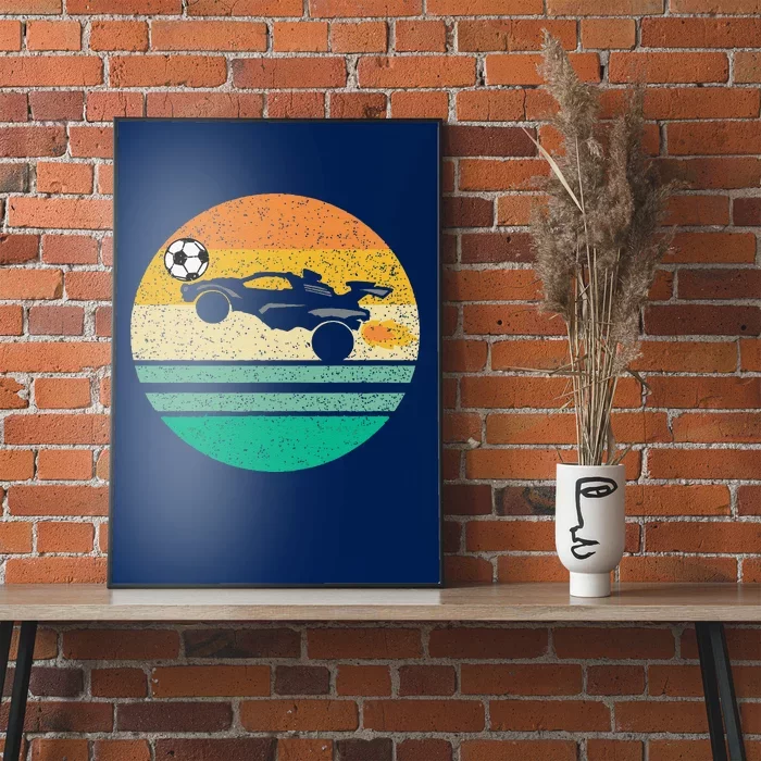 Rocket Soccer Vintage Retro Sunset Graphic Poster