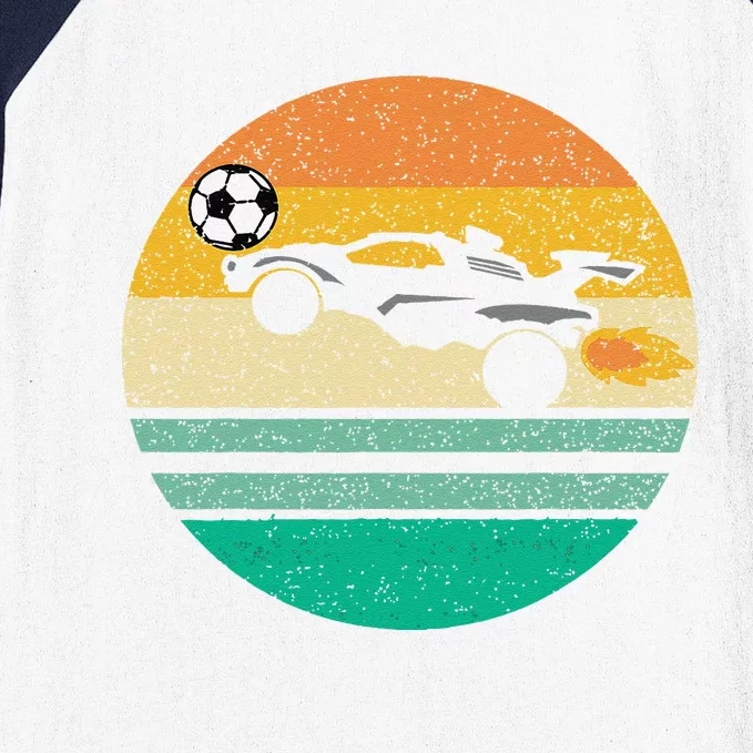 Rocket Soccer Vintage Retro Sunset Graphic Baseball Sleeve Shirt