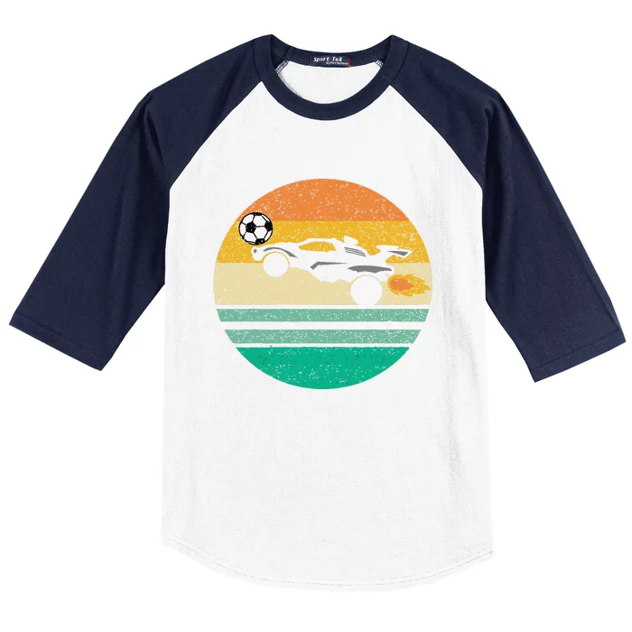 Rocket Soccer Vintage Retro Sunset Graphic Baseball Sleeve Shirt