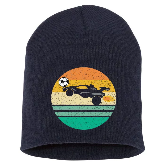 Rocket Soccer Vintage Retro Sunset Graphic Short Acrylic Beanie