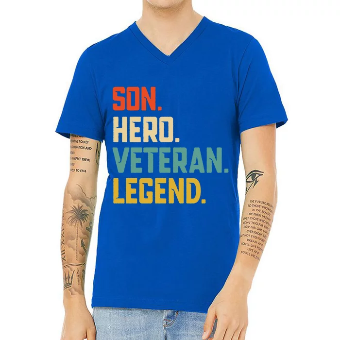 Retro Son Veteran Legend Gift V-Neck T-Shirt