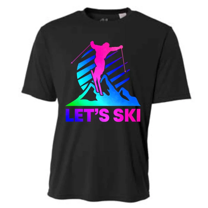 Retro Ski Vintage 80s 90s Skiing Cooling Performance Crew T-Shirt