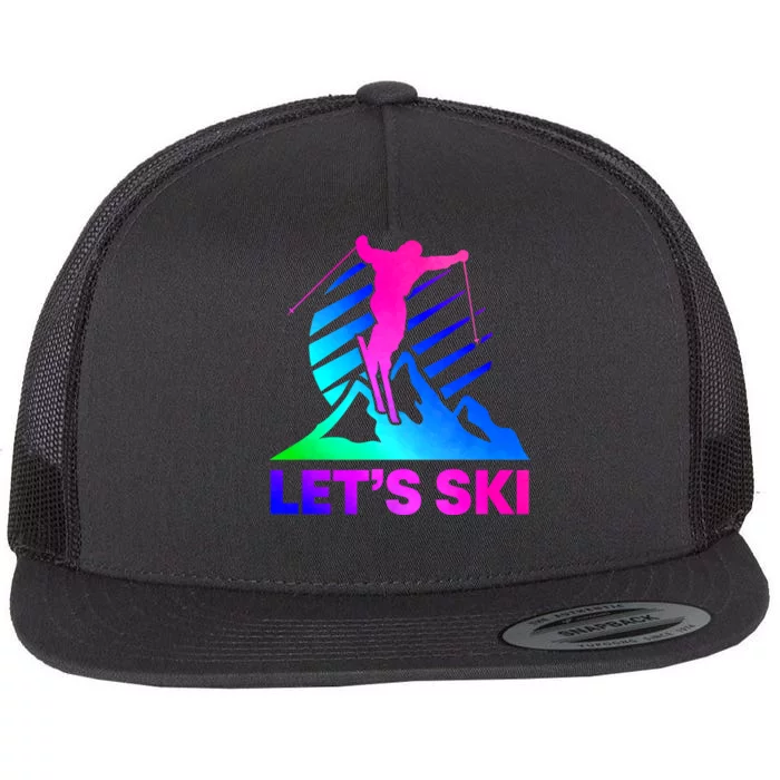 Retro Ski Vintage 80s 90s Skiing Flat Bill Trucker Hat