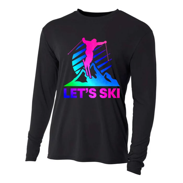 Retro Ski Vintage 80s 90s Skiing Cooling Performance Long Sleeve Crew