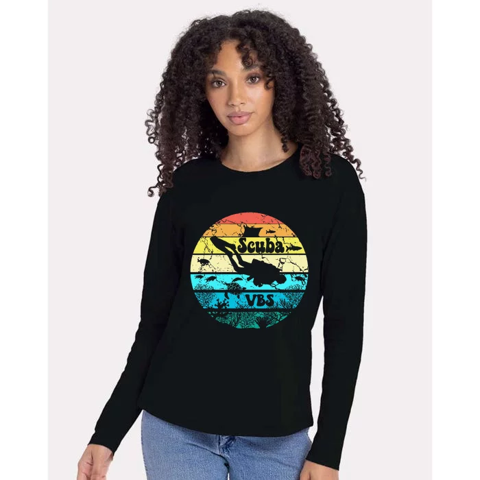 Retro Scuba Vbs 2024 Underwater Jesus Christian Bible Diving Womens Cotton Relaxed Long Sleeve T-Shirt