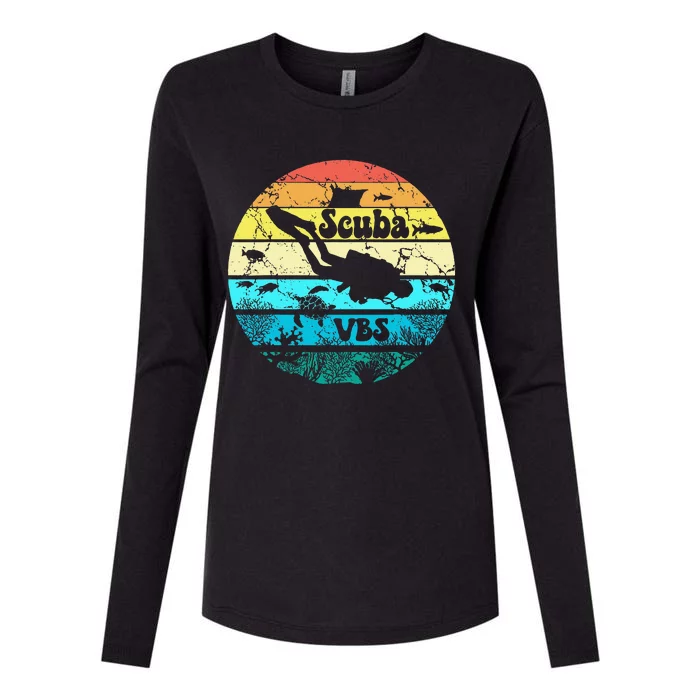 Retro Scuba Vbs 2024 Underwater Jesus Christian Bible Diving Womens Cotton Relaxed Long Sleeve T-Shirt