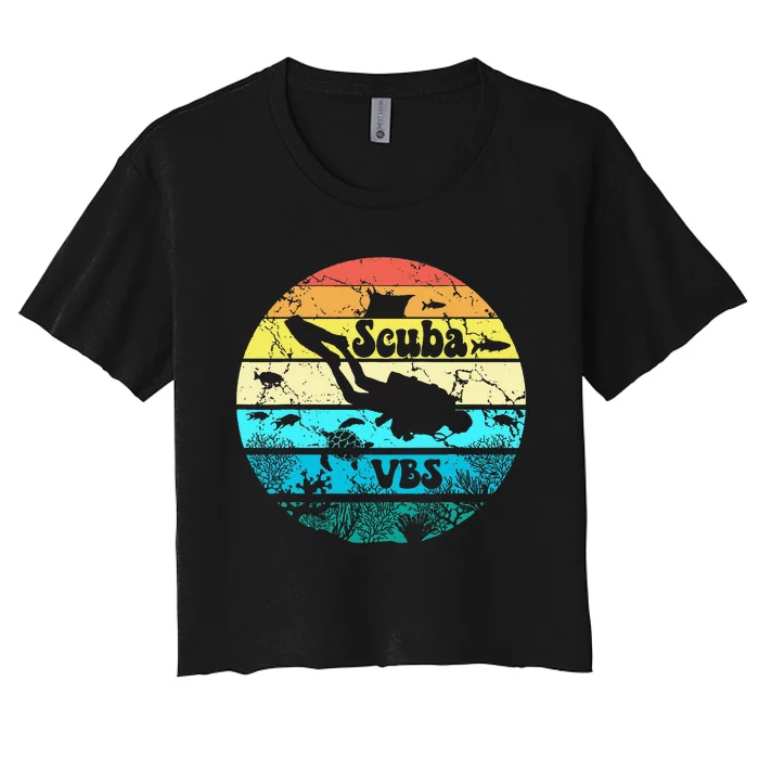 Retro Scuba Vbs 2024 Underwater Jesus Christian Bible Diving Women's Crop Top Tee