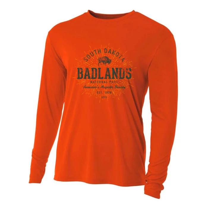 Retro Style Vintage Badlands National Park Gift Cooling Performance Long Sleeve Crew