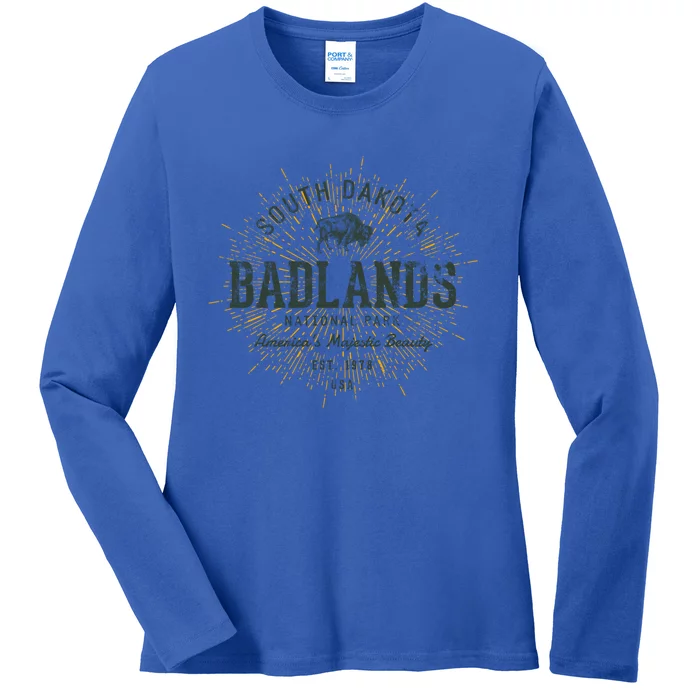 Retro Style Vintage Badlands National Park Gift Ladies Long Sleeve Shirt