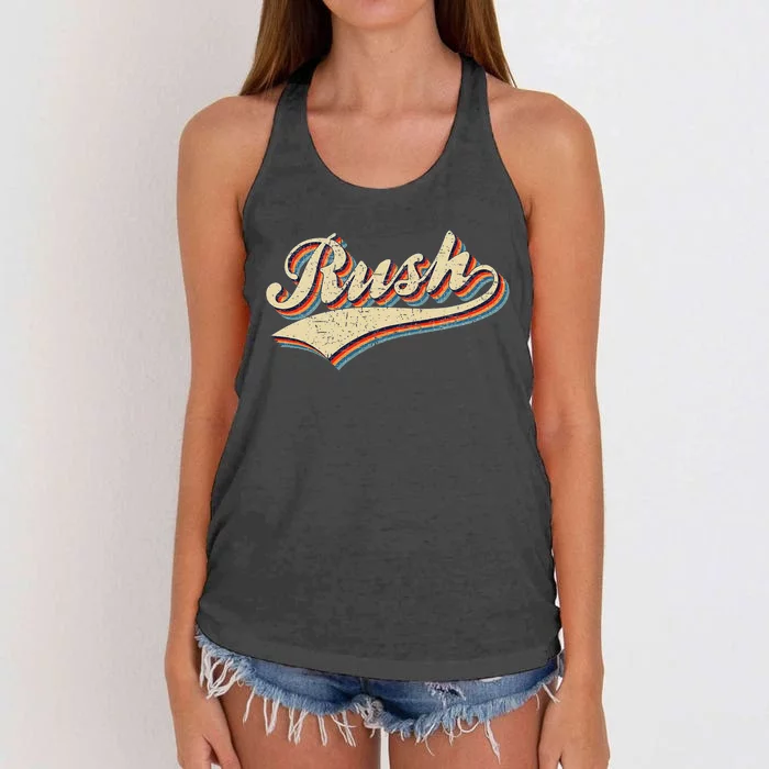 Rush Surname Vintage Retro Gifts Rush Women's Knotted Racerback Tank