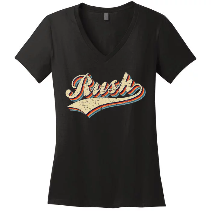 Rush Surname Vintage Retro Gifts Rush Women's V-Neck T-Shirt