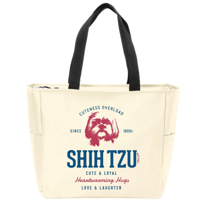 Retro Styled Vintage Shih Tzu Zip Tote Bag