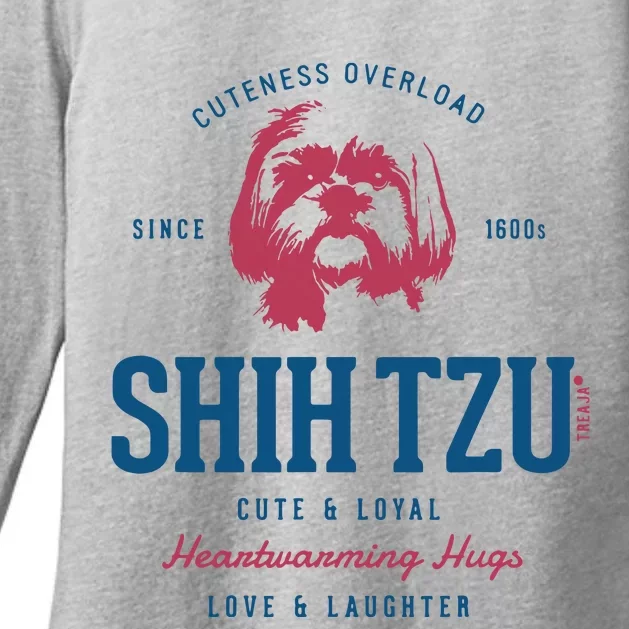 Retro Styled Vintage Shih Tzu Womens CVC Long Sleeve Shirt