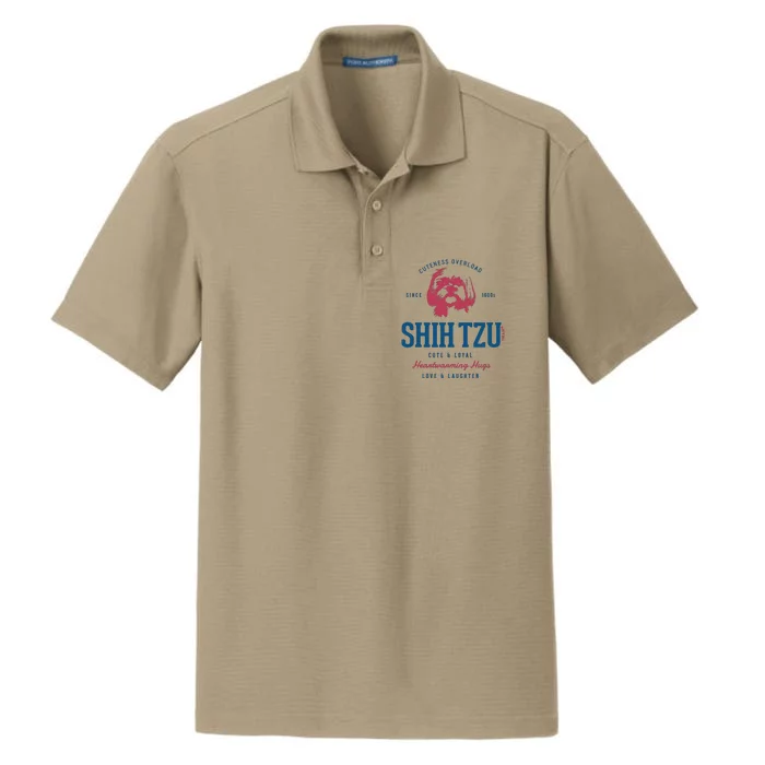 Retro Styled Vintage Shih Tzu Dry Zone Grid Performance Polo