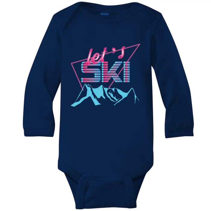 Retro Ski Vintage 80s Ski Costume Baby Long Sleeve Bodysuit