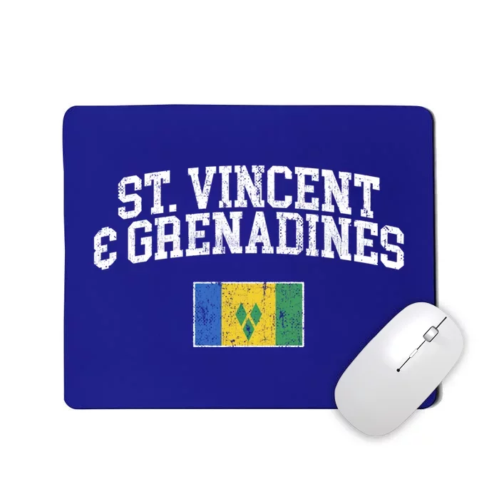 Retro St Vincent And Grenadines Flag Vintage Saint Vincentian Gift Mousepad