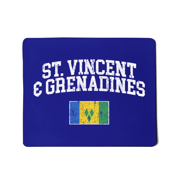 Retro St Vincent And Grenadines Flag Vintage Saint Vincentian Gift Mousepad