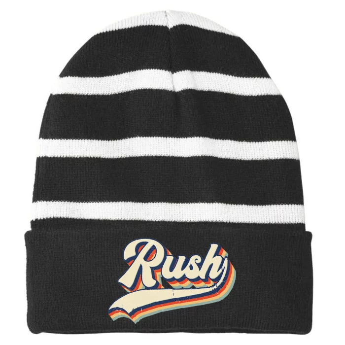 Rush Surname Vintage Retro Gift Men Women Boy Girl Striped Beanie with Solid Band