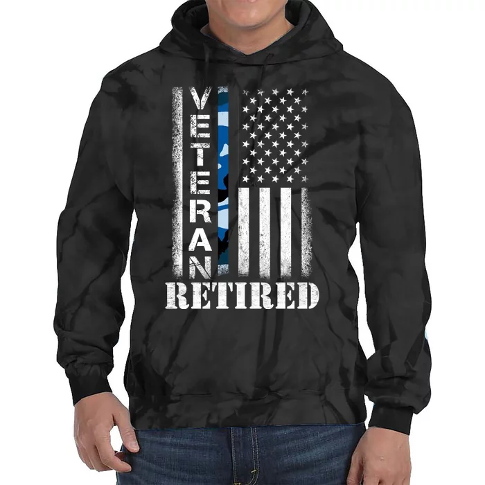 Retired Sailor Veteran Gift Retirement Soldier Patriotic Flag Gift Tie Dye Hoodie