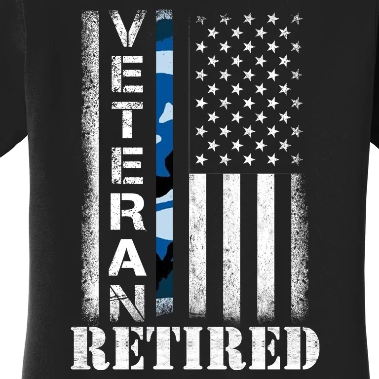 Retired Sailor Veteran Gift Retirement Soldier Patriotic Flag Gift Women's T-Shirt