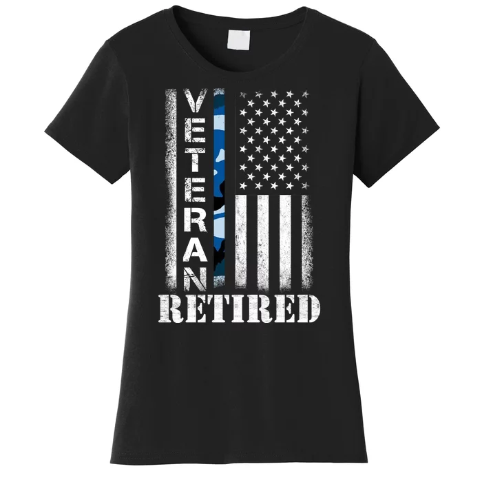 Retired Sailor Veteran Gift Retirement Soldier Patriotic Flag Gift Women's T-Shirt