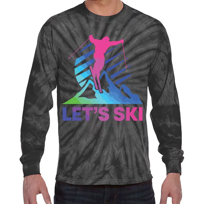 Retro Ski Vintage 80s 90s Skiing Outfit Tie-Dye Long Sleeve Shirt