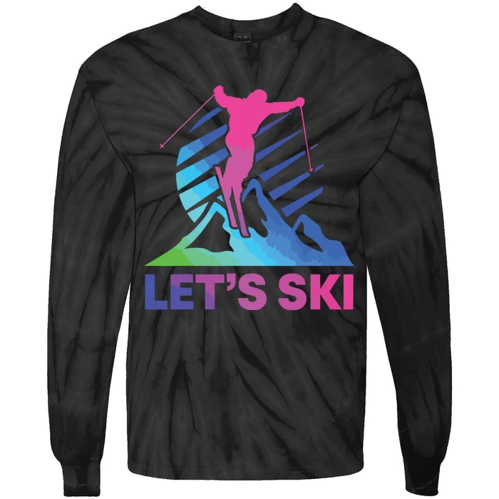 Retro Ski Vintage 80s 90s Skiing Outfit Tie-Dye Long Sleeve Shirt