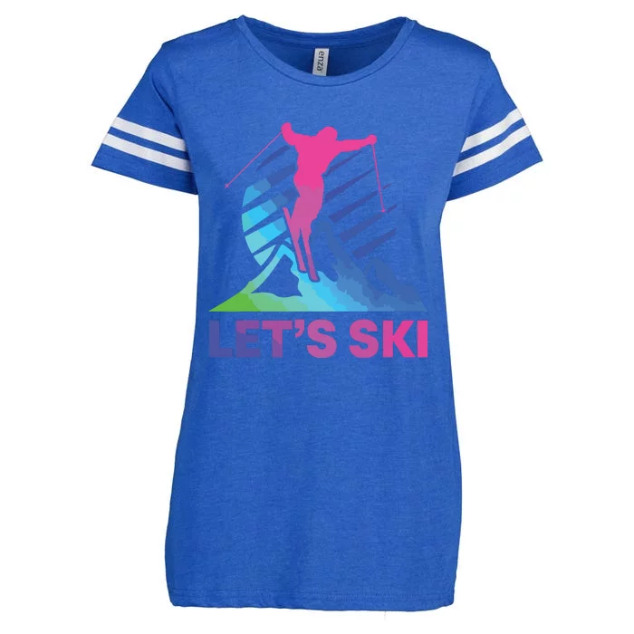 Retro Ski Vintage 80s 90s Skiing Outfit Enza Ladies Jersey Football T-Shirt