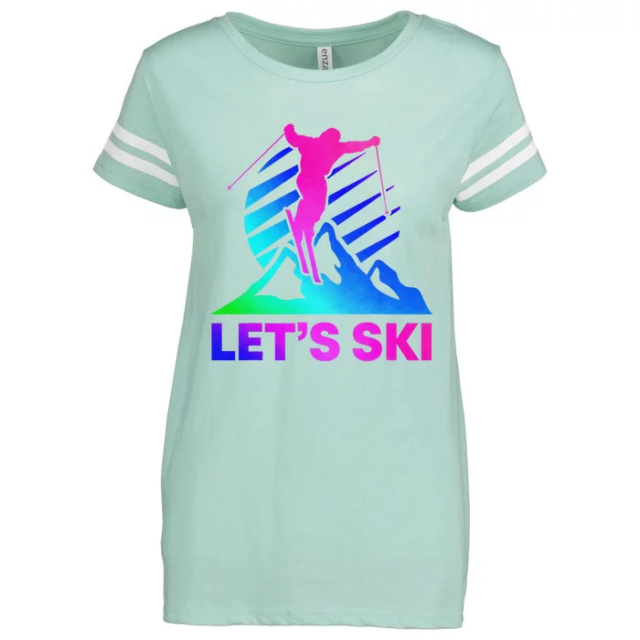 Retro Ski Vintage 80s 90s Skiing Outfit Enza Ladies Jersey Football T-Shirt