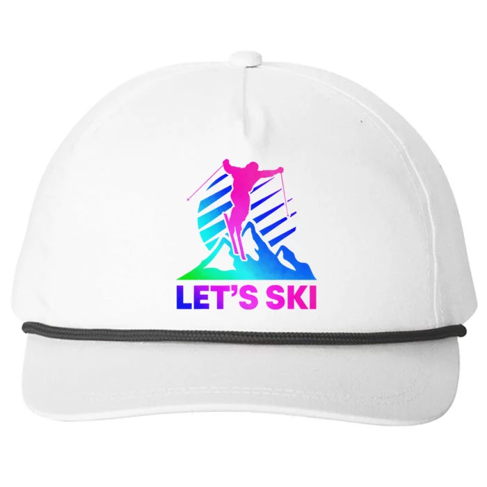 Retro Ski Vintage 80s 90s Skiing Outfit Snapback Five-Panel Rope Hat