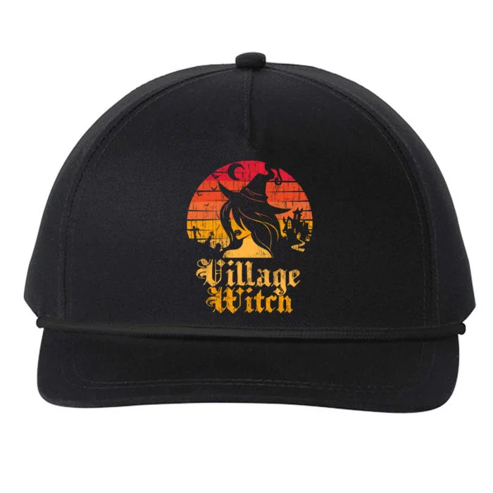 Retro Sunset Village Witch Gift Snapback Five-Panel Rope Hat