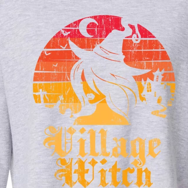 Retro Sunset Village Witch Gift Cropped Pullover Crew