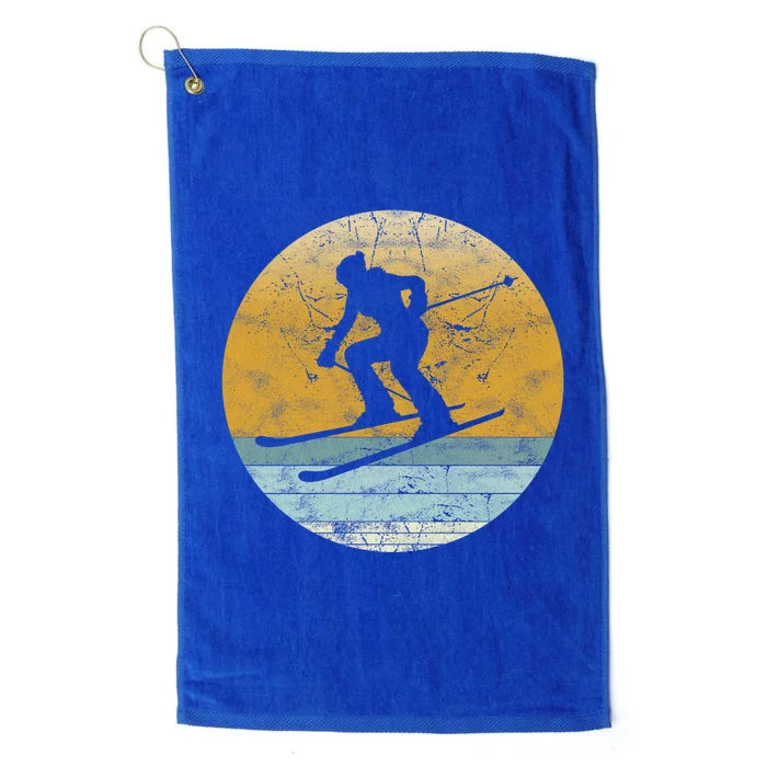 Retro Skiing Vintage Style Sport Ski Gift Gift Platinum Collection Golf Towel