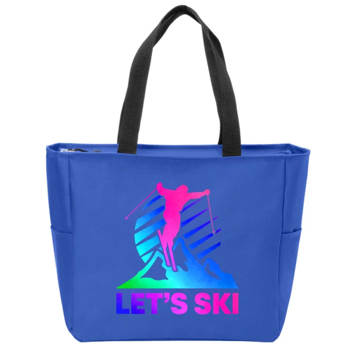 Retro Ski Vintage 80s 90s Skiing Outfit Gift Zip Tote Bag