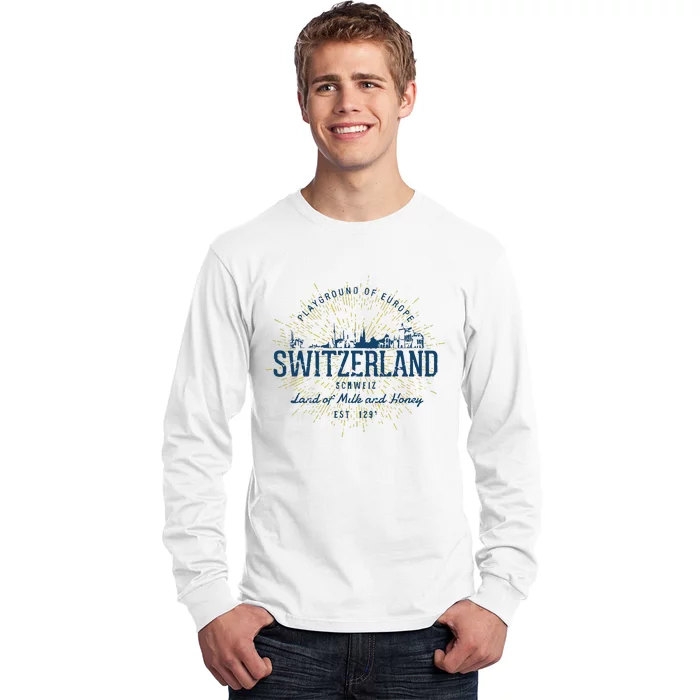 Retro Style Vintage Switzerland Long Sleeve Shirt