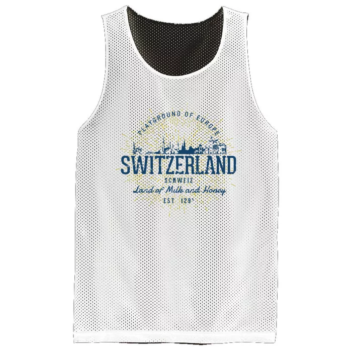 Retro Style Vintage Switzerland Mesh Reversible Basketball Jersey Tank