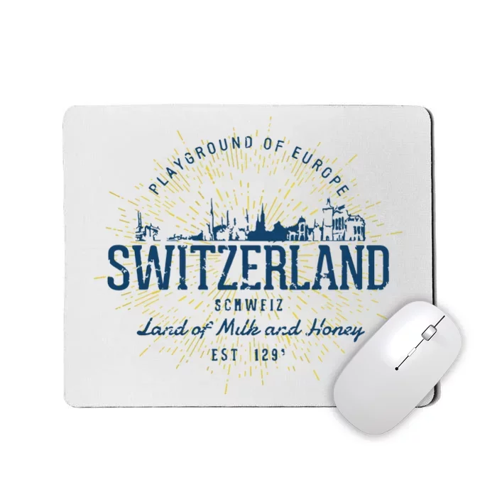 Retro Style Vintage Switzerland Mousepad