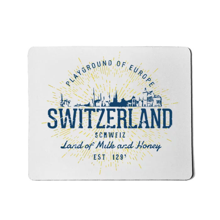 Retro Style Vintage Switzerland Mousepad