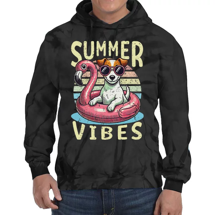 Retro Summer Vibes Jack Russell Dog Vacation Design Tie Dye Hoodie