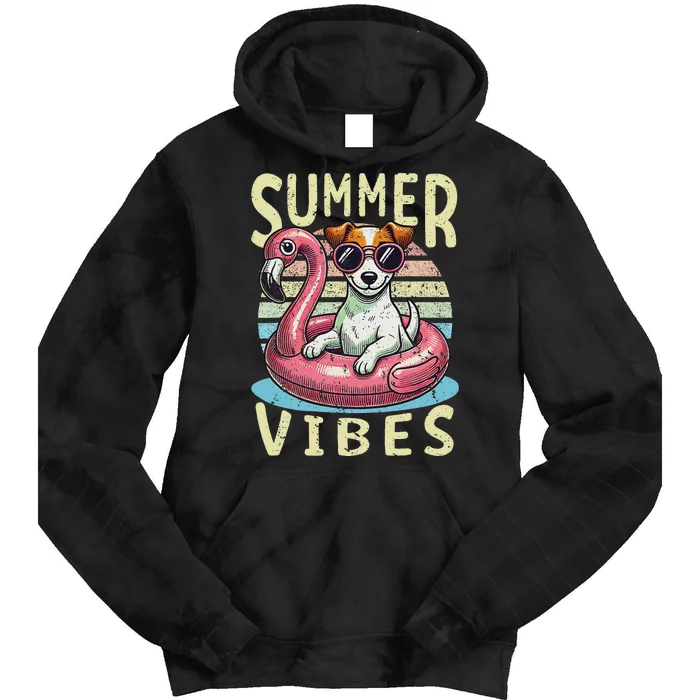 Retro Summer Vibes Jack Russell Dog Vacation Design Tie Dye Hoodie