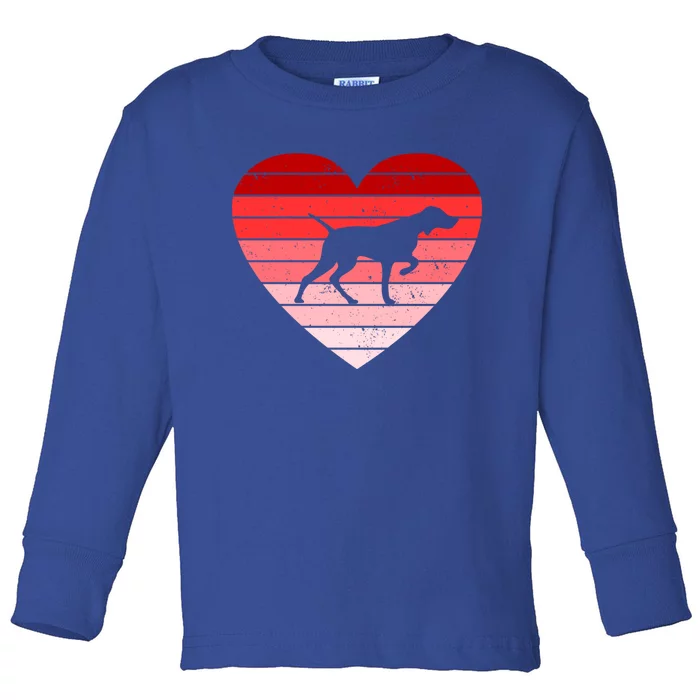 Retro Style Valentines Day Staffordshire Bull Terrier Lover Gift Toddler Long Sleeve Shirt