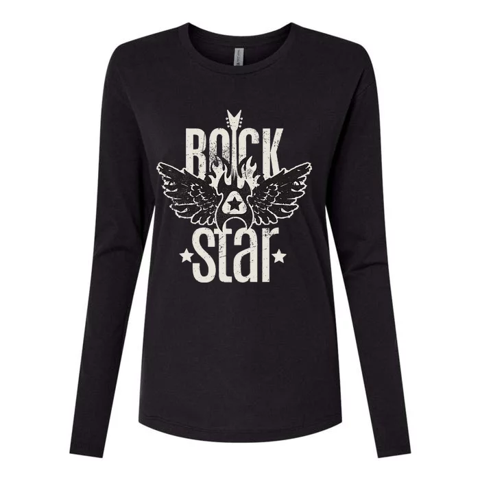 Rock Star Vintage Gift for Bass Guitar Player Womens Cotton Relaxed Long Sleeve T-Shirt