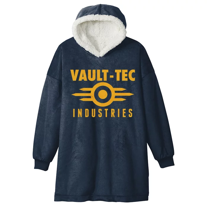 Retro Scifi Vault Tec Industries Logo Hooded Wearable Blanket