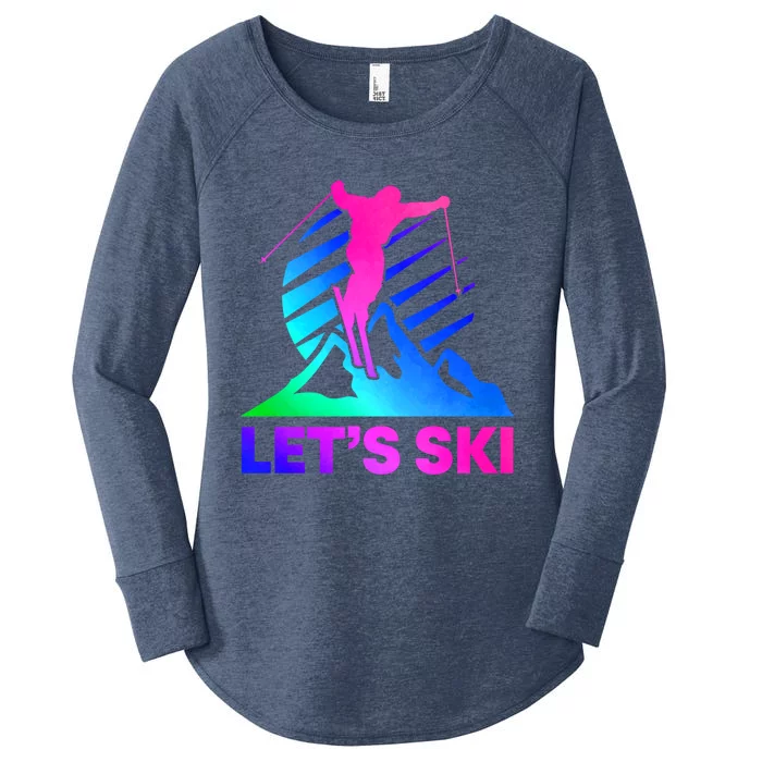 Retro Ski Vintage 80s 90s Skiing Outfit Women's Perfect Tri Tunic Long Sleeve Shirt