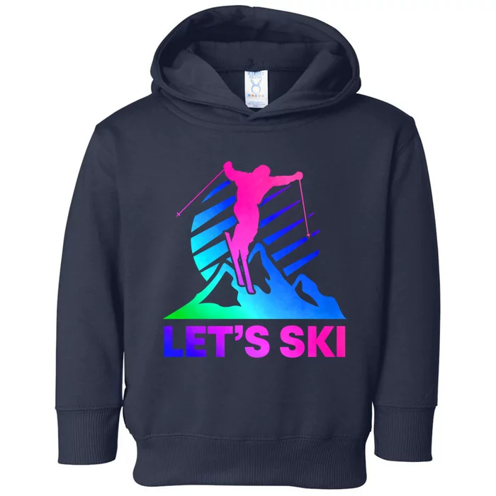 Retro Ski Vintage 80s 90s Skiing Outfit Toddler Hoodie