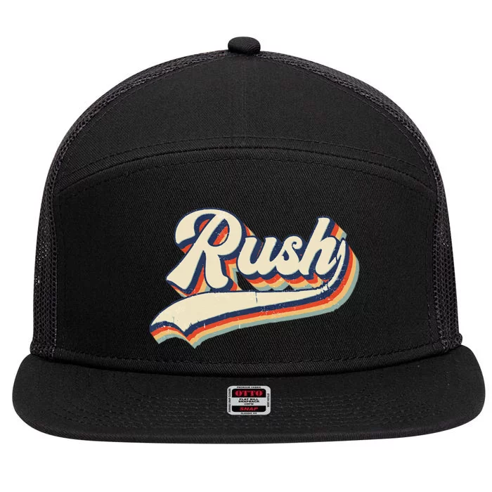 Rush Surname Vintage Retro 7 Panel Mesh Trucker Snapback Hat