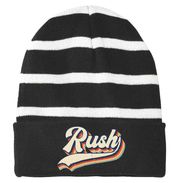 Rush Surname Vintage Retro Striped Beanie with Solid Band