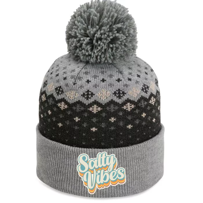 Retro Salty Vibes Beach Lover The Baniff Cuffed Pom Beanie