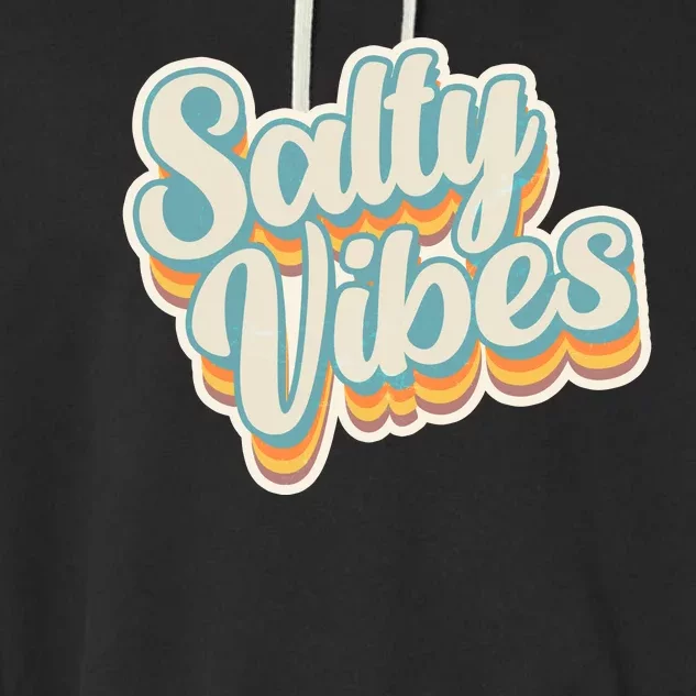 Retro Salty Vibes Beach Lover Garment-Dyed Fleece Hoodie